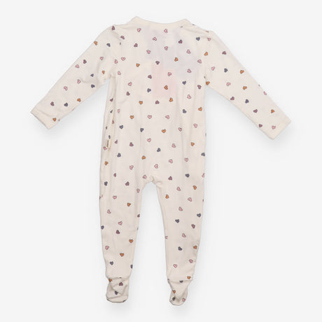 Wrapover Sleepsuit White with Heart Appliques