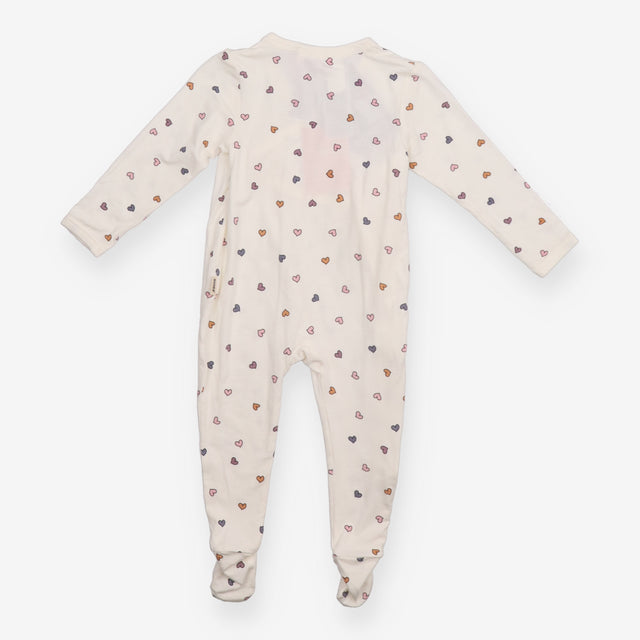 Wrapover Sleepsuit White with Heart Appliques