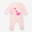 Velour Sleepsuit Light pink with Collar with Swans