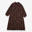 Midi Dress Brown Orange Paisley Print High Neck