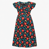 Dress organic maternity nursing floral midi navy