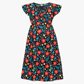 Dress organic maternity nursing floral midi navy