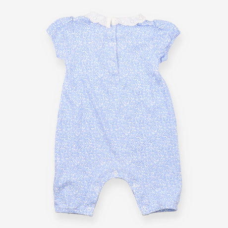 Romper blue floral frill collar