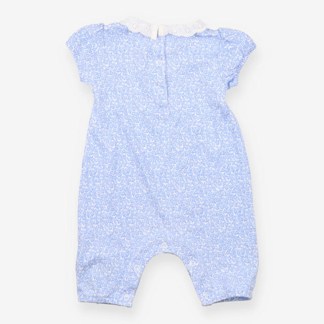 Romper blue floral frill collar