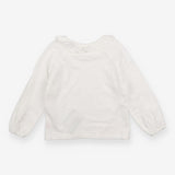 t-shirt white long sleeve frill collar buttons