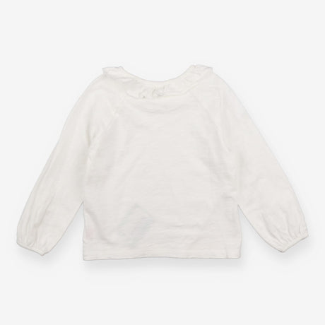 t-shirt white long sleeve frill collar buttons