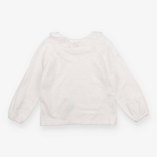 t-shirt white long sleeve frill collar buttons