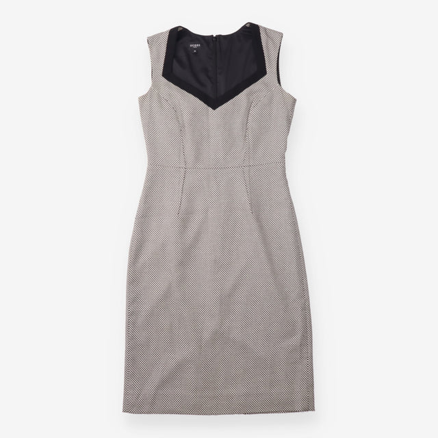 Shift Dress Black Ivory Textured Sleeveless Tailor