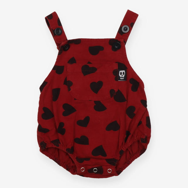 Skeletots Red bubble romper with hearts
