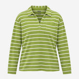 Henley Top Green and White Strip