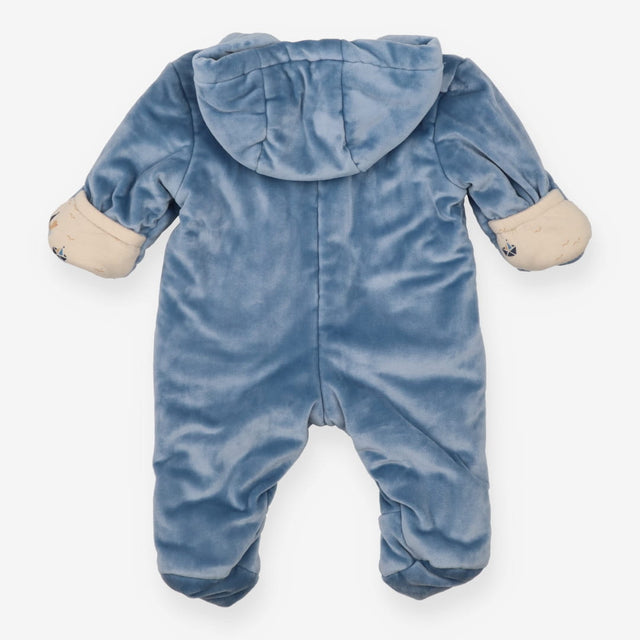 Pramsuit blue velour boat lining 