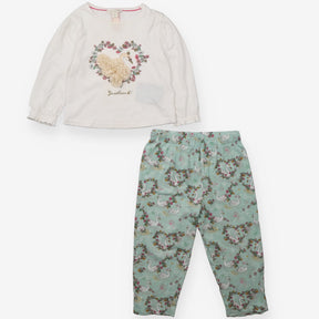 T-Shirt White With Bottoms Green - Swan 