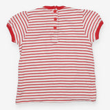 Red and white stripe t-shirt flower garden