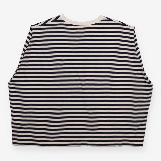 Striped Top Navy Ivory Oversized Cotton Sleeveless
