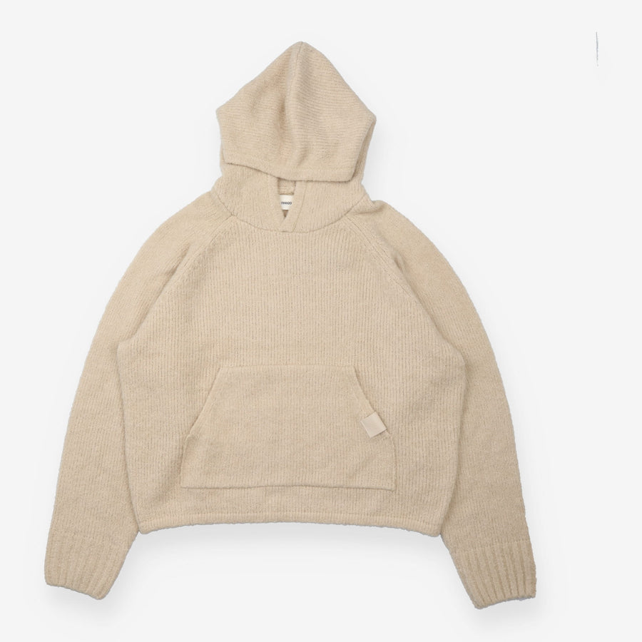 Knitted Hoodie Stone Boucle Pocket Jumper