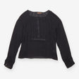 Reiss Black Sheer Pleated Front Long Sleeve Blouse