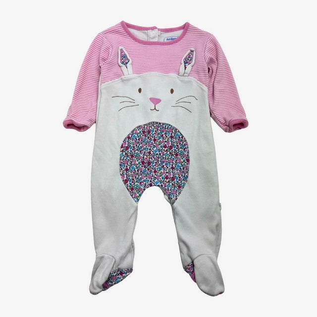Ditsy bunny face applique sleepsuit