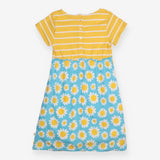 Summer Dress Half Yellow Strips and Half Blue 