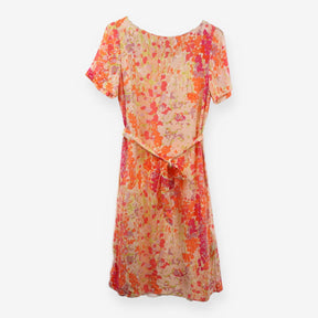 Hobbs Orange Pink Floral Summer Dress with Slip & 