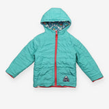 Reversible Coat Blue Unicorns and Flowers