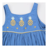Blue dress with pineapple appliques
