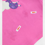 T-shirt long sleeve pink with unicorn applique