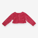 Velour Cardigan Dark Pink with Embroidered Flowers
