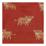 Rust jersey highland cow sweater