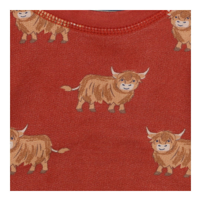 Rust jersey highland cow sweater