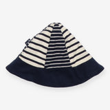 Sun hat jersey navy blue white stripes