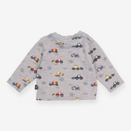 Long sleeve grey construction vehicles t-shirt