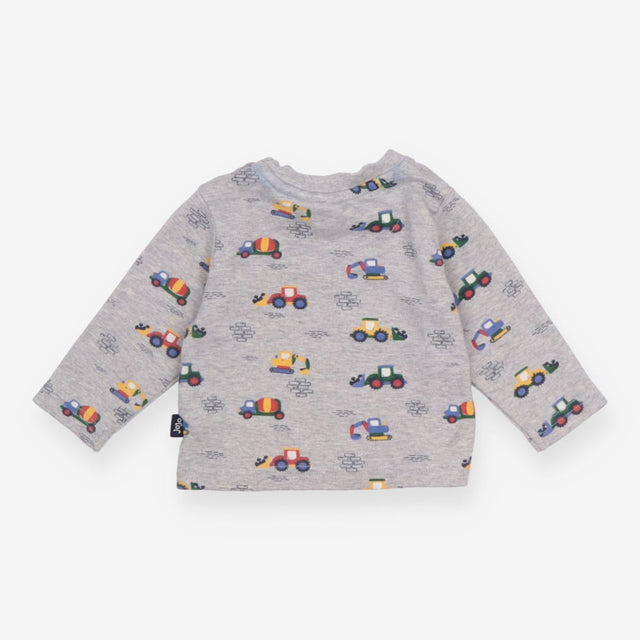 Long sleeve grey construction vehicles t-shirt