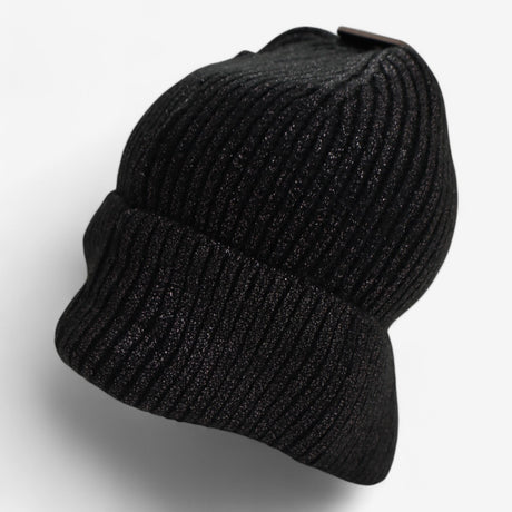 Beanie Black Gold Glittered