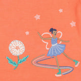 T-Shirt Long Sleeved Orange Ice Skating Stars