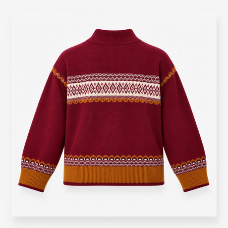 Jumper Pink Fair Isle Wool Blend High Neck
