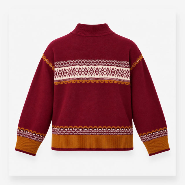 Jumper Pink Fair Isle Wool Blend High Neck