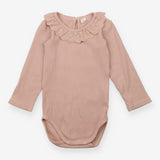 Quincy Mae Bodysuit Mesh Ruffled Neck