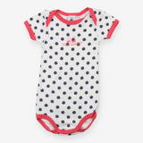 Bodysuit Short Sleeve Blue Spot with Pink Trim