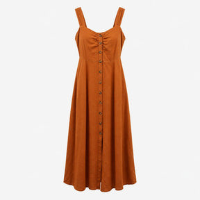 Orange Linen Sleeveless Dress