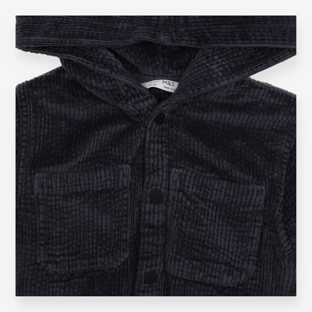 Hooded shirt cord dark grey 