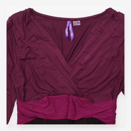 Plum & Black Colourblock Long Sleeve Maternity Dre