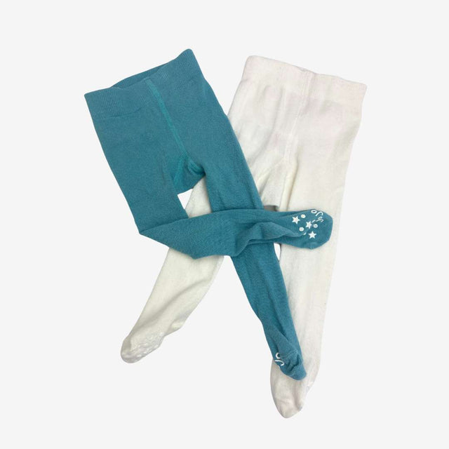Teal and white Tights 2pc