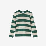 Green Rib Stripe Long Sleeve Tee