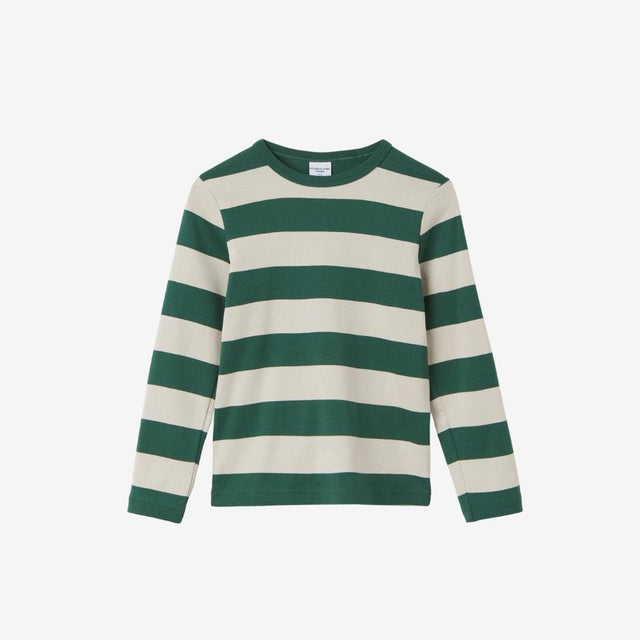 Green Rib Stripe Long Sleeve Tee