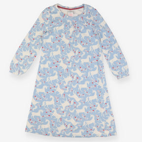 Blue nighty with white unicorns
