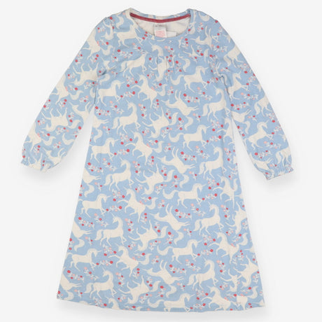 Blue nighty with white unicorns