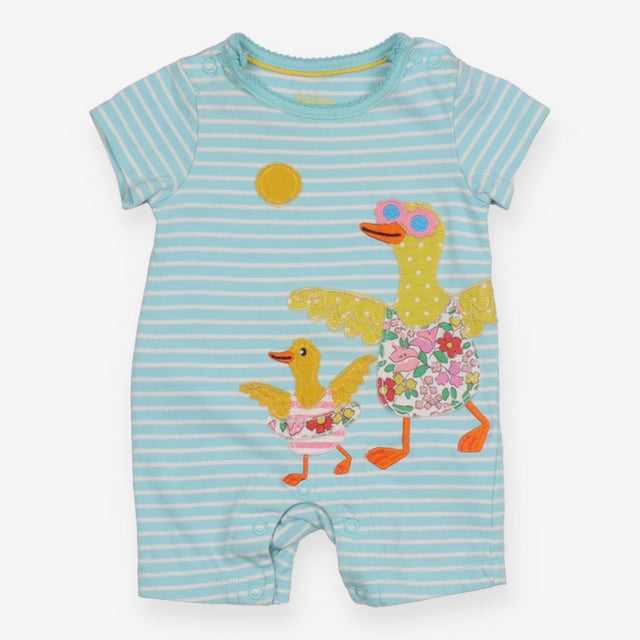 Romper Blue Stripe Ducks at the Beach
