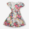 Dress Short Sleeve White Floral with Waist Tie