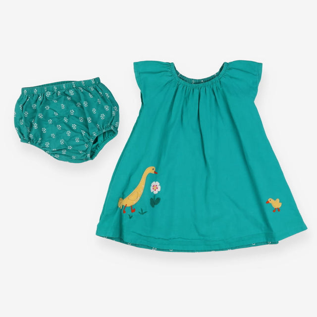 Green Reversible Duck Dress + Bloomers