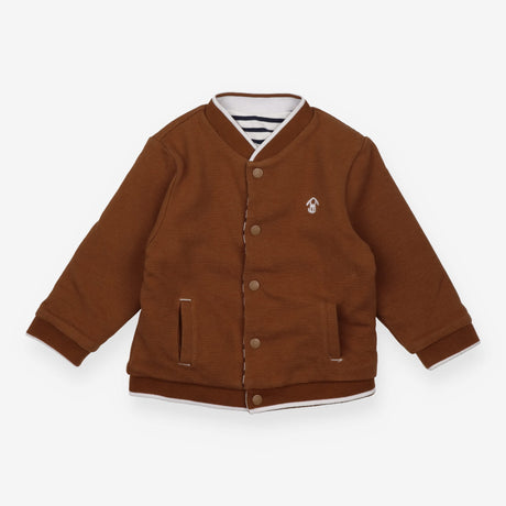 Reversible jacket brown ribbed/blue white striped